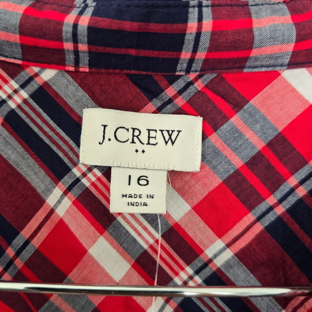 NWT J Crew Women Sleeveless Belted Shirt Dress XL Plaid Summer Preppy Chic Indie - Picture 6 of 9